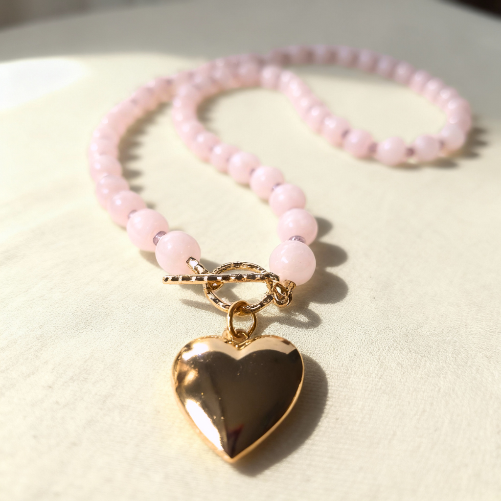 Forever My Love: Rose Quartz & Amethyst Locket Necklace – Alexia Roca