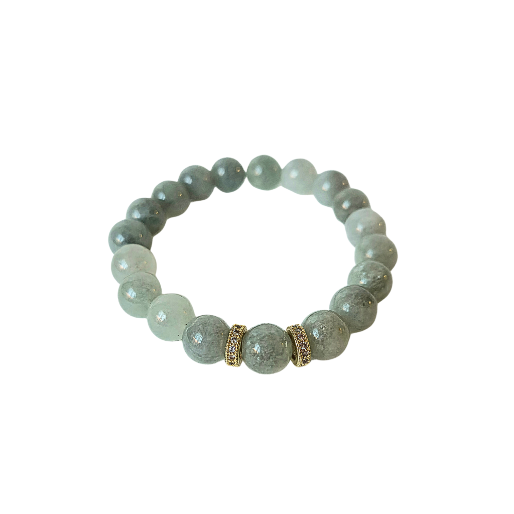 Radiance & Resilience: Burmese Jade & Pave Accent Bracelet