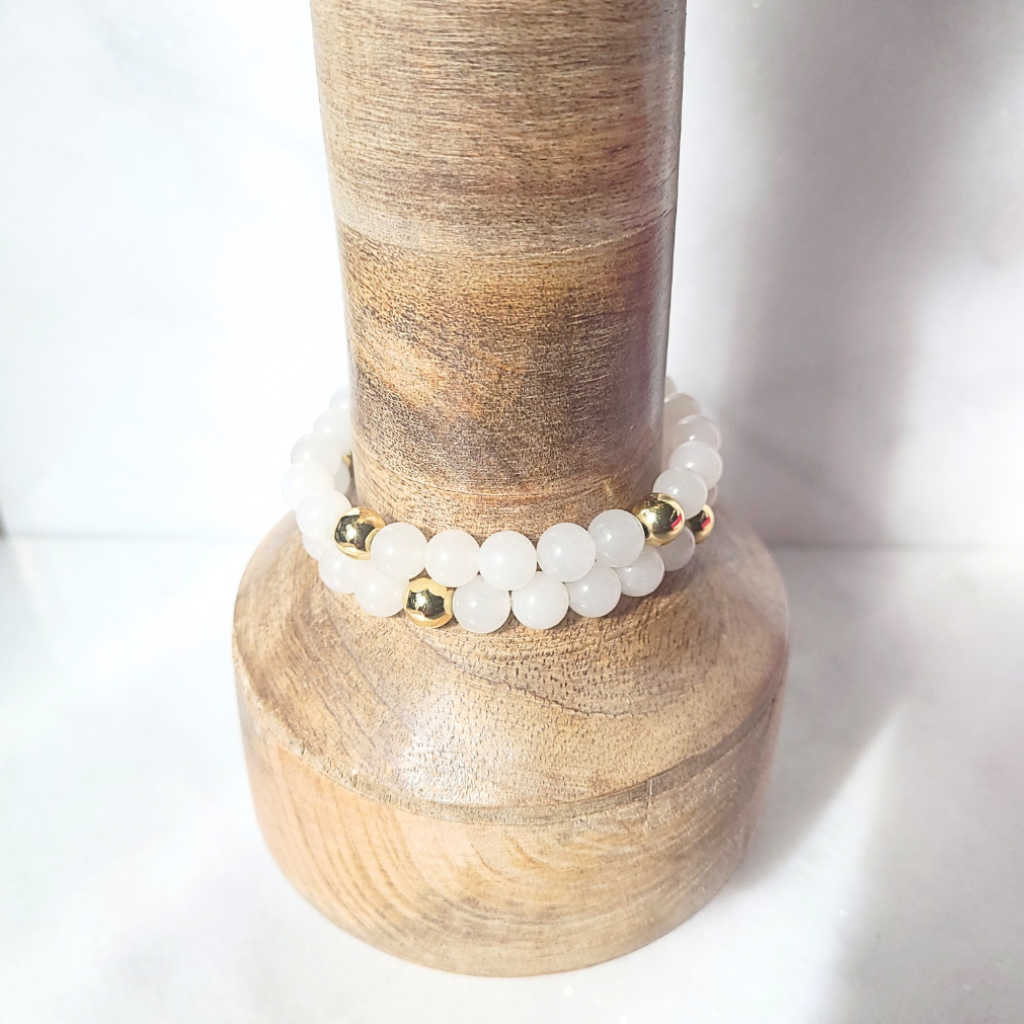 White Jade With Gold Filled Beads