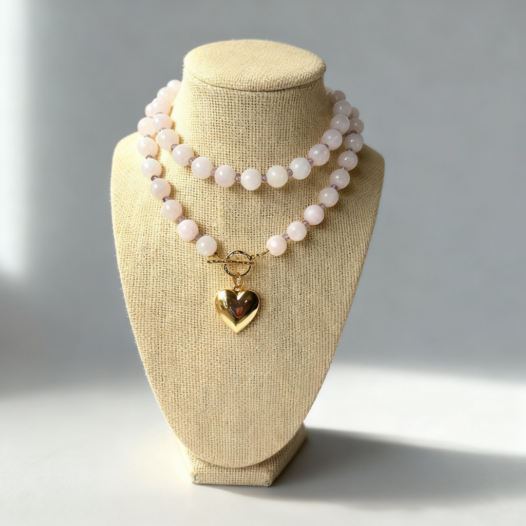 Forever My Love: Rose Quartz & Amethyst Locket Necklace