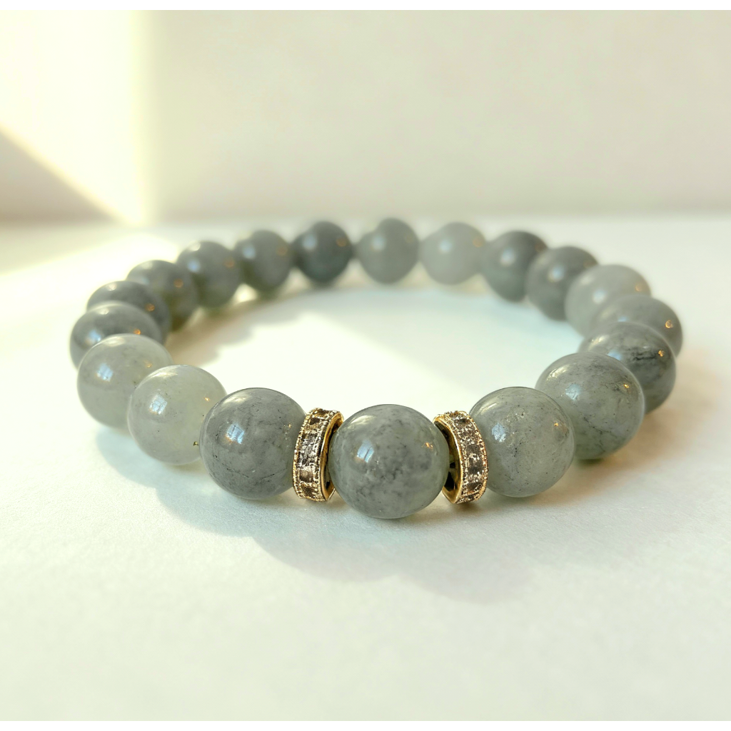 Radiance & Resilience: Burmese Jade & Pave Accent Bracelet