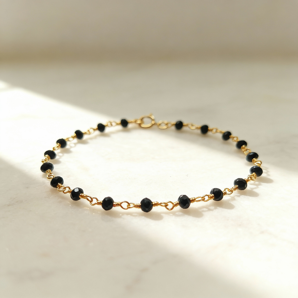 Faceted Onyx Rosary Bracelet