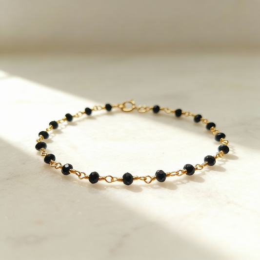Faceted Onyx Rosary Bracelet