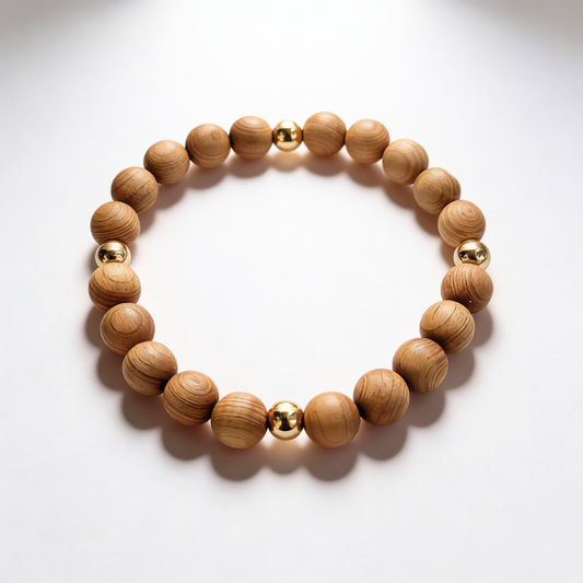 The Essence Bracelet: Sandalwood & 14k Gold-Filled Accent
