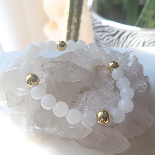 White Jade With Gold Filled Beads