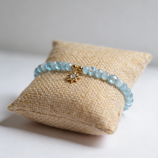 Stella Aqua Mini: Faceted Aquamarine & Cubic Zirconia Star Bracelet