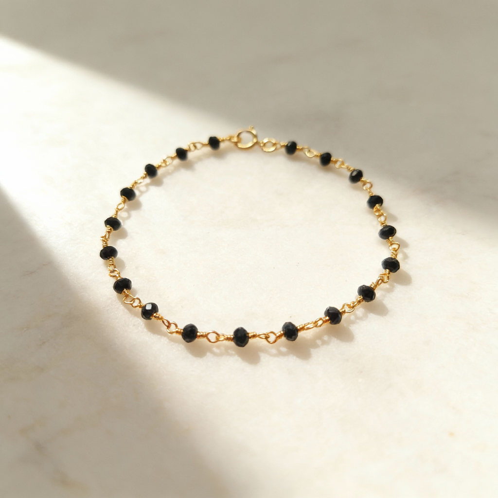 Faceted Onyx Rosary Bracelet