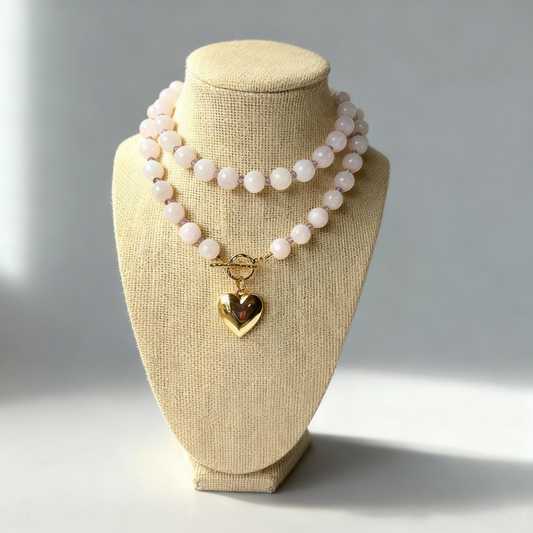 Forever My Love: Rose Quartz & Amethyst Locket Necklace